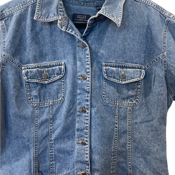 Crazy Horse Liz Claiborne Women’s Denim Short Sleeve Shirt 100% Cotton Size: XL - Picture 2 of 6
